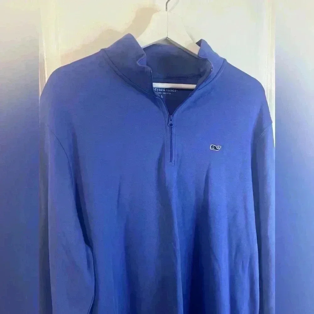 Vineyard Vines Men’s Blue Whale Logo Long Sleeve Performance 1/4 Zip Pullover - Picture 2 of 8